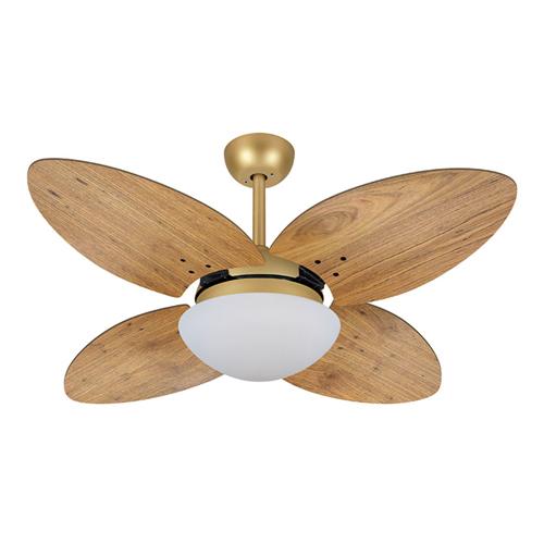 Ventilador de Teto Ø1,05X47cm 2xE27 Tami Dourado Mate / Rádica Freijó