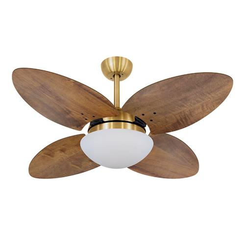 Ventilador de Teto Ø1,05X0,47m 2xE27 Tami Dourado / Rádica Imbuia