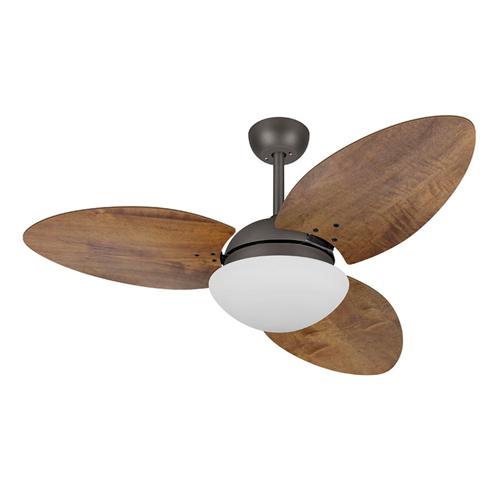 Ventilador de Teto Ø1,05X0,47m 2xE27 Tami S3 Cinza Grafite / Rádica Imbuia