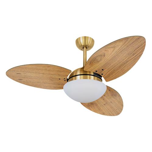 Ventilador de Teto Ø1,05X0,47m 2xE27 Tami S3 Dourado / Rádica Freijó