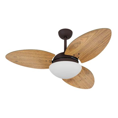 Ventilador de Teto Ø1,05X0,47m 2xE27 Tami S3 Dourado / Rádica Imbuia