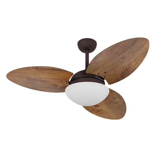 Ventilador de Teto Ø1,05X0,47m 2xE27 Tami S3 Marrom Corten / Rádica Imbuia