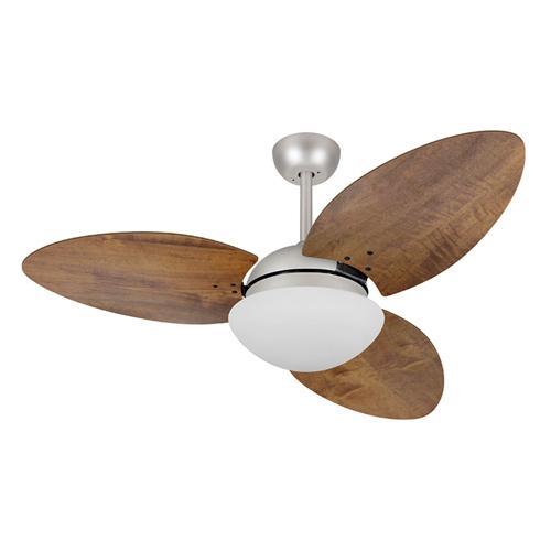 Ventilador de Teto Ø1,05X47cm 2xE27 Tami S3 Prata / Rádica Imbuia