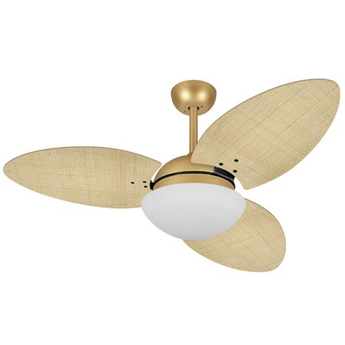 Ventilador de Teto Ø1,05X0,47m 2xE27 Tami S3 Dourado Mate / Palmae Natural