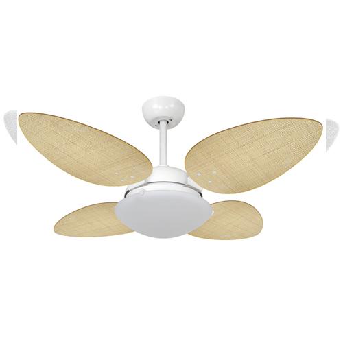 Ventilador de Teto Ø1,05x0,45m Pétalo Branco / Palmae Natural