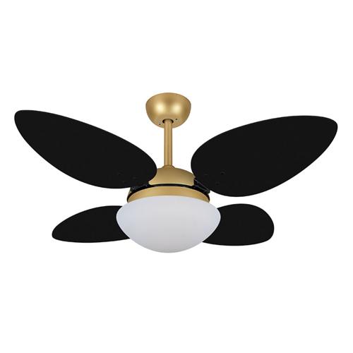 Ventilador de Teto Ø1,05x0,47m Pétalo Dourado Mate / Laca Preto